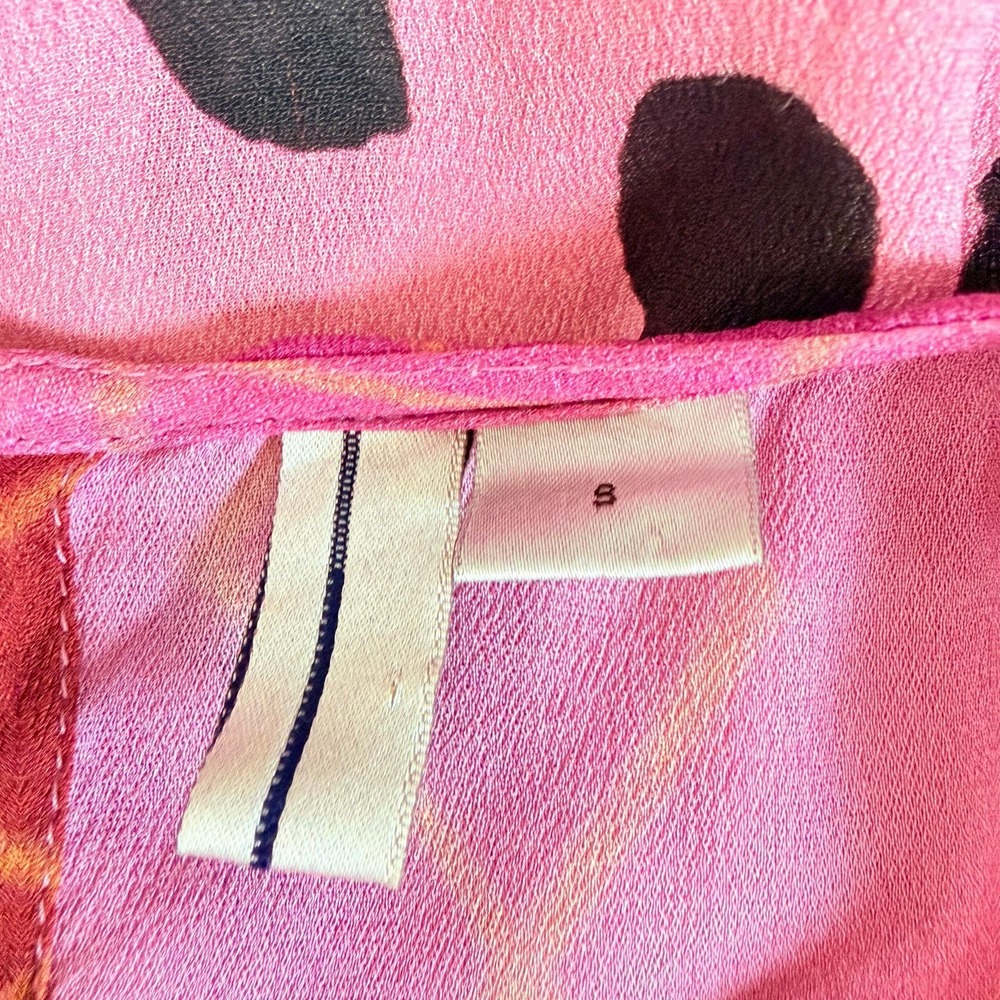 Blank London Anthro Pink Multi Polka Dot Boho ‎ Blouse S Long Sleeve Flowy Art - Picture 7 of 11